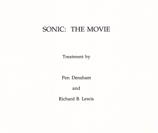 Sonic: The Movie (1994 Film Treatment)