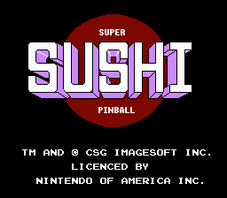 Super Sushi Pinball - Super Sushi Pinball (found build of cancelled US localization of Famicom pinball game; 1989)