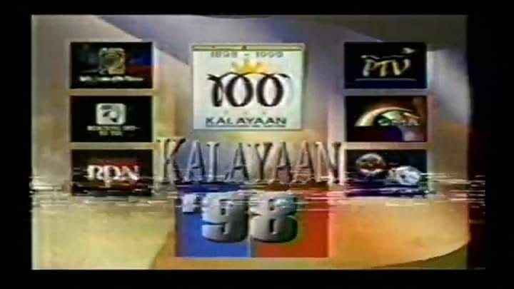 Title card with logos of ABS-CBN (1996-98 gold logo variant with the "In the service of the Filipino (Worldwide)" slogan), PTV (1995-98 with the "Ang Network para sa Pilipino" slogan), ABC (1996-99 with the "Reaching Out to You" slogan), GMA (1995-98 variant of the 1992-2002 logo without the "Rainbow Satellite" wordings), RPN and IBC ("Bagong Pinoy" logo variant, with the logo of Vintage Television primetime block).