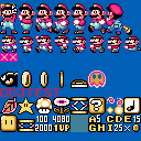 The unused sprites from the SNES Burn-In Test Cart.