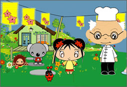 An image featuring Kai-Lan, Tolee and Ye Ye in what appears to be a combination of their Downward Doghouse and Ni-Hao Kai-Lan appearances.