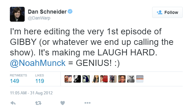 Dan Schneider's Tweet about "Gibby!"