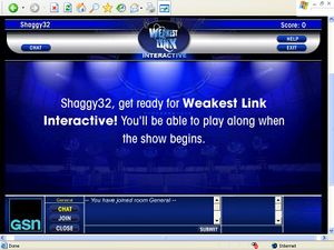 Starting screen to Weakest Link Interactive