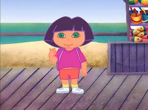 Dora at the beach.