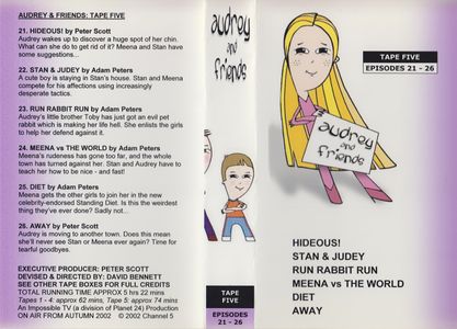 Tape 5 with episodes 21-26 from the mock-up Audrey and Friends VHS box set.