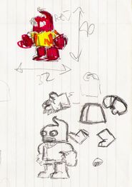 Extremely rough concept sketch for the character Plok. Drawn by Ste Pickford.