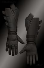 Concept art of the Batsuit's gloves by Keith Christensen