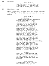 A scan of the script for the Miss Shields and Flash Gordon deleted scene