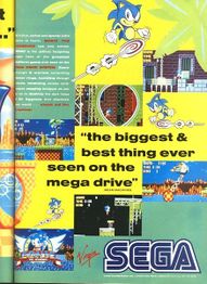 Page 63 of Zero #22. Features screenshots from early versions of Marble Zone, Star Light Zone, Green Hill Zone, and the title screen.