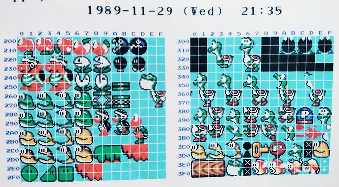 Early Yoshi sprites from the prototype.