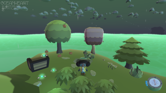 Screenshot showing the playing on an island.