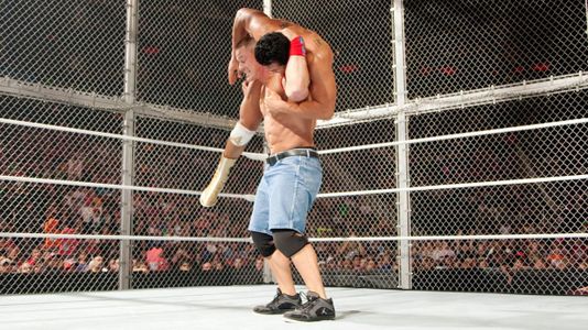 Cena attempts an Attitude Adjustment on Del Rio