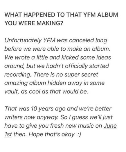 YFM YouTube post confirming the album's non-existence.