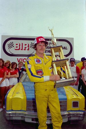 Earnhardt celebrating his first win.