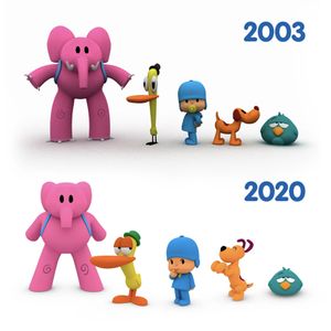 Animation model comparison (2003 to 2020). Image published by the offcial Pocoyo facebook account 4/4.