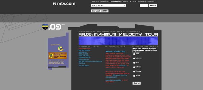 MTV RR:09 Website - Dated October 15th 2000.