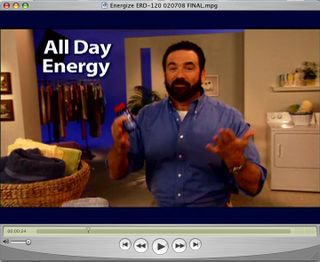 A screenshot of a QuickTime window playing the infomercial, courtesy of the PRWeb article.