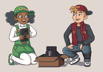 LMW-tan and FM-kun find mysterious tapes... pixel art by MarsCat!