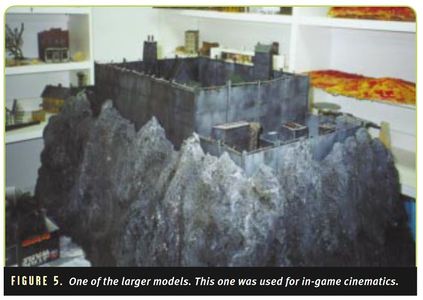 One of the many miniature models that were used to create the game's backgrounds.