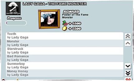 Progress screen of a Lady Gaga album.