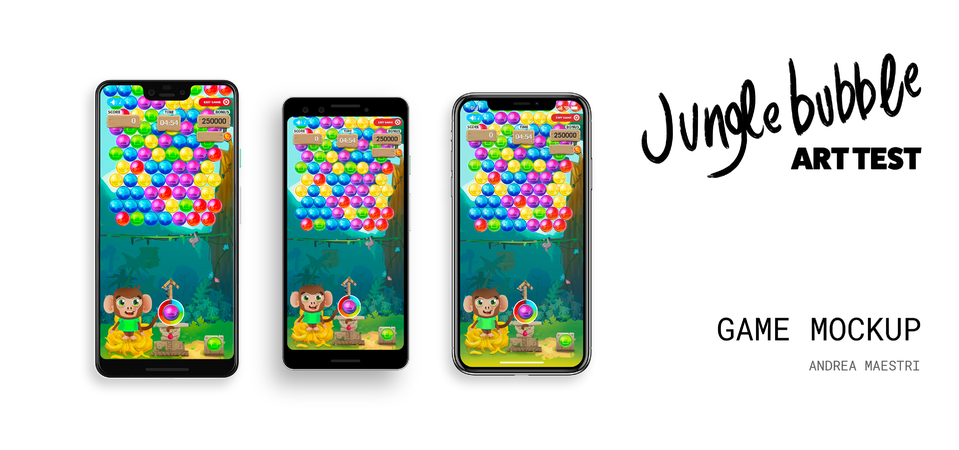 Mockup for a possible mobile version of the cancelled Jungle Bubble Saga game.