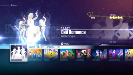An in-game screenshot of the beta menu. The songlist were not listed in alphabetical order.