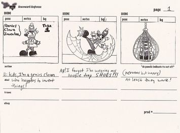 Page 1 of the storyboard from the third short