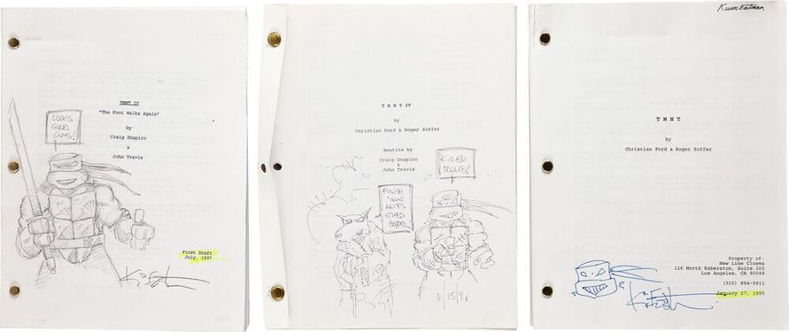 A photo of the three scripts.