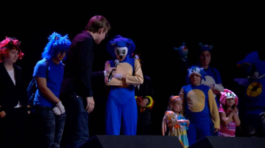 Image of the costume contest section, from the livestream