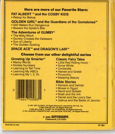 The tape listing from the back of the booklet for Fat Albert and the Cosby Kids: Four Eyes.