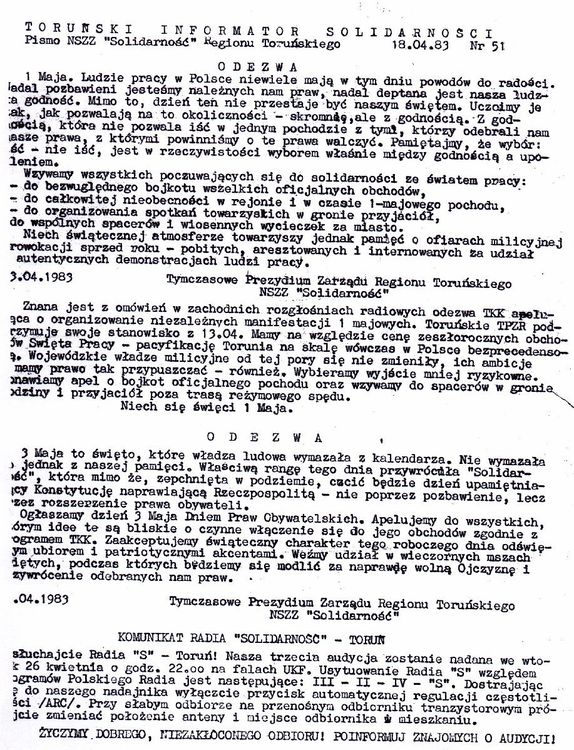 Instruction of Toruń Solidarity Informer (TIS).[3]