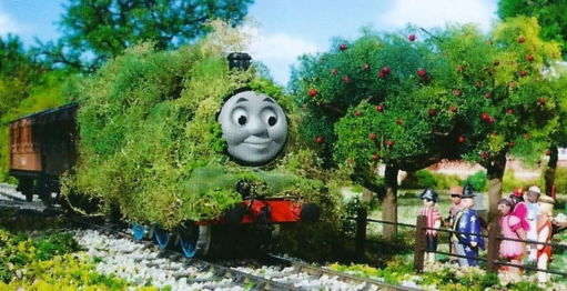 Thomas with Annie and Clarabel after he gets covered