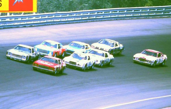 Donnie Allison and Buddy Baker leading the pack.