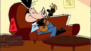 Screencap from episode 1, where Elmo plays his ukulele.