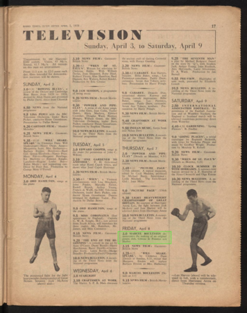Listing of the second Marcel Boulestin episode in Radio Times.