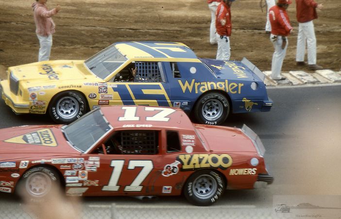 Dale Earnhardt (15) and Lake Speed (17) during the Pace Lap.