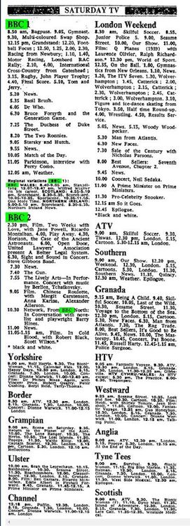 TV guide showcasing Southern Television's content on the day. The hijack occurred when Southern Television was broadcasting the London feed, and ended during its Cartoons slot.