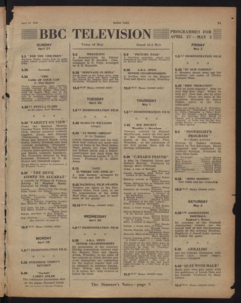 Issue 1228 of Radio Times detailing the television broadcast of the match.