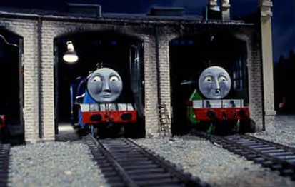 Production photo of the alternate Tidmouth Sheds scene (3/4)