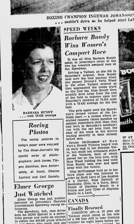 News clipping reporting on Barbara Bundy's race win.