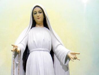 Our Lady Mary, Mediatrix of All Grace. Shown during the "Full of grace..." prayer segment.