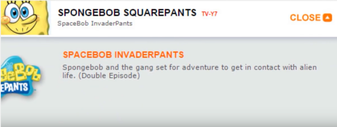 A listing for the episode on a Nickelodeon schedule.