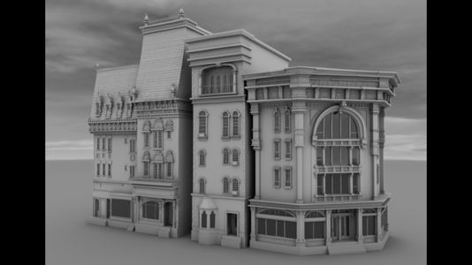 Model of a bank in Shadow City by Phil Zucco