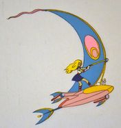 Sailor Moon on her space windsurf.