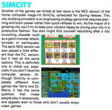 November/December 1990 Nintendo Power article in which two screenshots of the port were released.