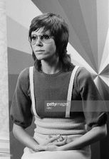 Another photo of Judy Carne on the set of the episode Super Plastic Elastic Goggles.