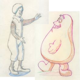 Pencil sketches of Ronald and Grimace