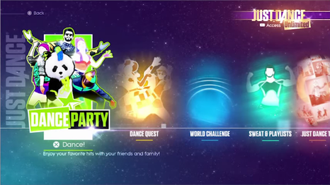 An in-game screenshot of the beta menu in dance party game mode.