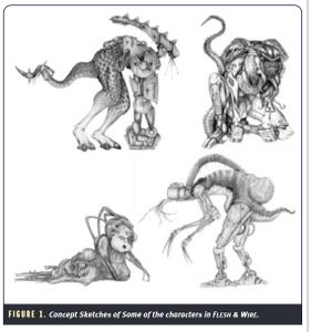 Concept art of some of the game's monsters.