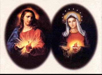 Illustration of the Sacred Heart of Jesus and Immaculate Heart of Mary, which was said to have been used after the WISH segment.